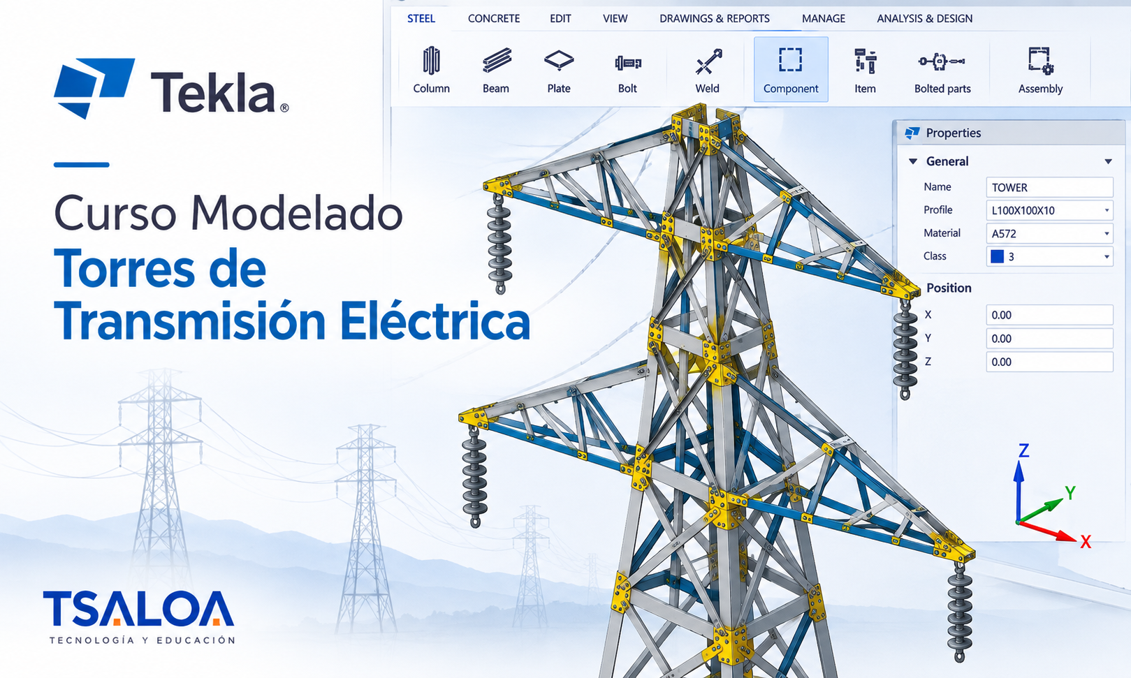 Tekla Modelado Torres de Transmisión Eléctrica